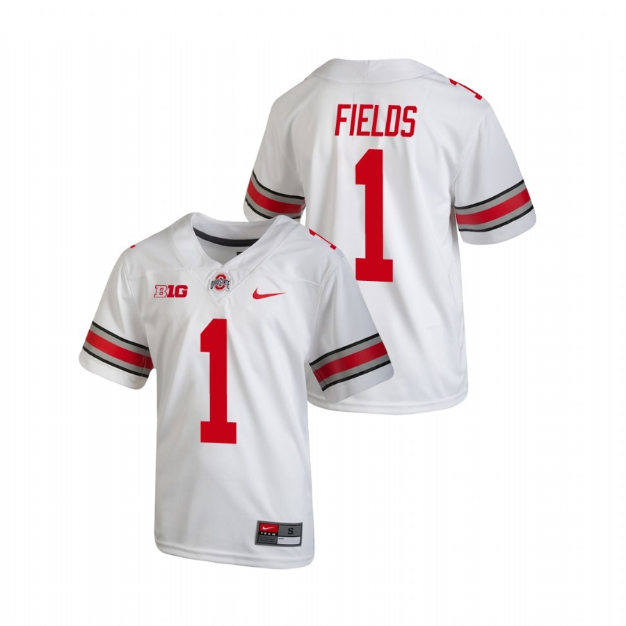 Ohio State Buckeyes Youth NCAA Justin Fields #1 White Replica College Football Jersey OSA0749TD